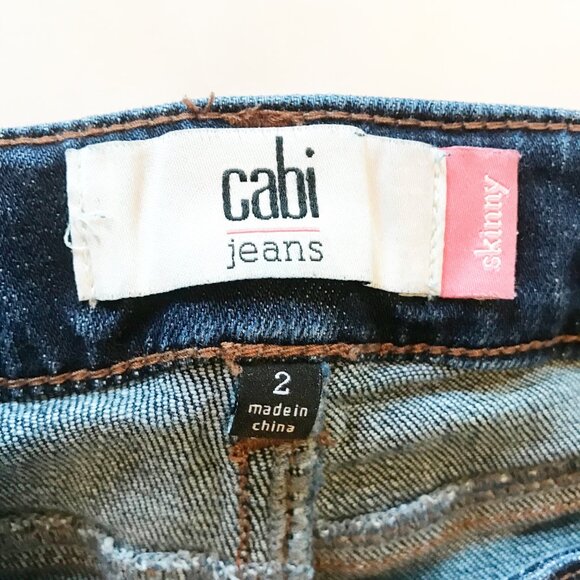 CABI Skinny Dark Wash Low Rise Stretch Blue Denim Jeans Womens 2 - Picture 5 of 10